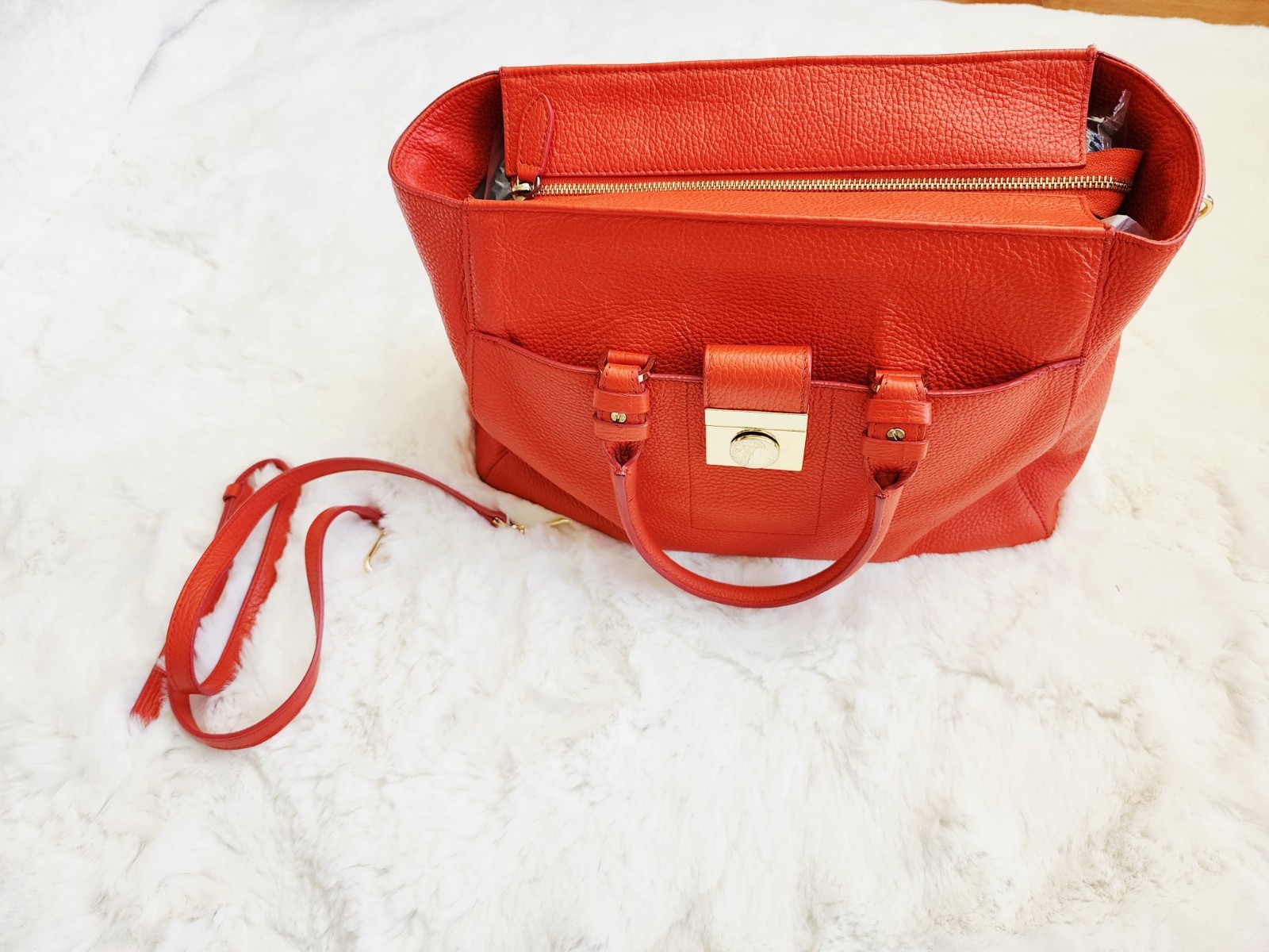 Authentic VERSACE Collection Red Leather Top Zip … - image 6