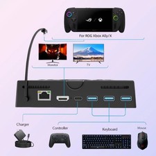 4K Docking Station for ROG Xbox Ally X PD100W, Cooling Fan, USB3.0x3, Ethernet