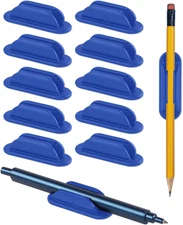 Adhesive Pencil Holders for Desk Set of 10 - Silicone Pen Holder with 15 PCS Adh