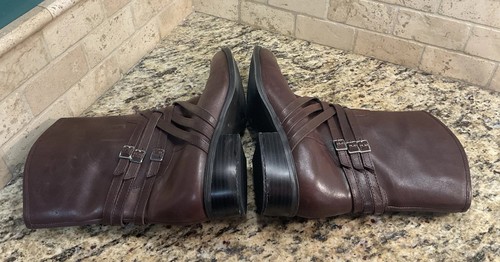 Lauren Ralph Lauren Maya Brown Leather Mid Calf Womens Size 9.5 Shoes Boots - Picture 5 of 8
