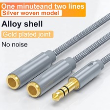 Headphone Splitter 0.14 Inch 2 Way Aux Male to Female Audio Adapter Dual