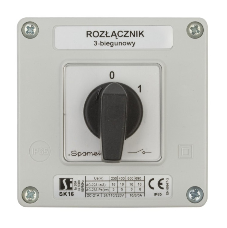 16A 0-1 3P CAM CONNECTOR 16A 3P OB IP65 SK16-2.8211OB11