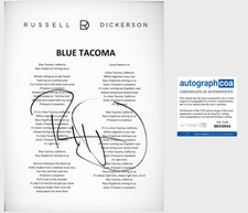 RUSSELL DICKERSON SIGNED AUTOGRAPH BLUE TACOMA LYRICS SHEET w/PROOF & ACOA COA