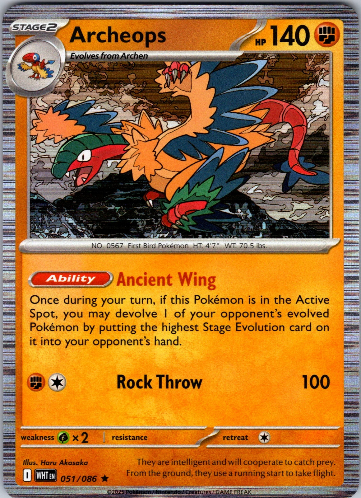 Archeops - 051/086 - White Flare - Pokemon TCG - NM - Holo Rare