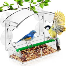 Window Bird Feeder Clear Acrylic with Strong Suction Cups Removable Seed Tray