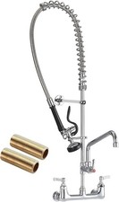 Commercial Faucet with Sprayer 8 Inch Center 42" Height Commercial Wall Mount