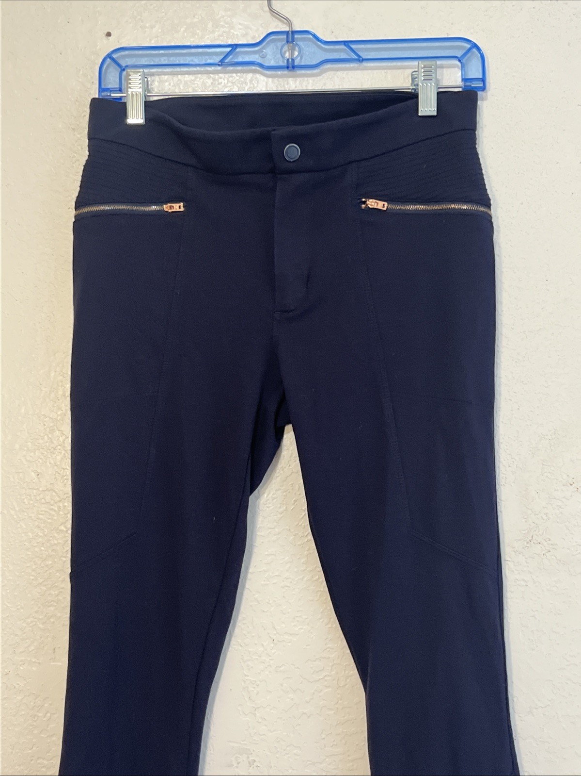 Athleta Ponte Moto 2.0 Pants Zip Pockets Skinny Stretch Navy Women's Size 4Tall