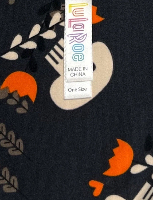 Leggings LuLaRoe OS Talla Única GRIS NARANJA Flor HALLOWEEN Calavera Envío Muerto RÁPIDO Foto 4 de 4