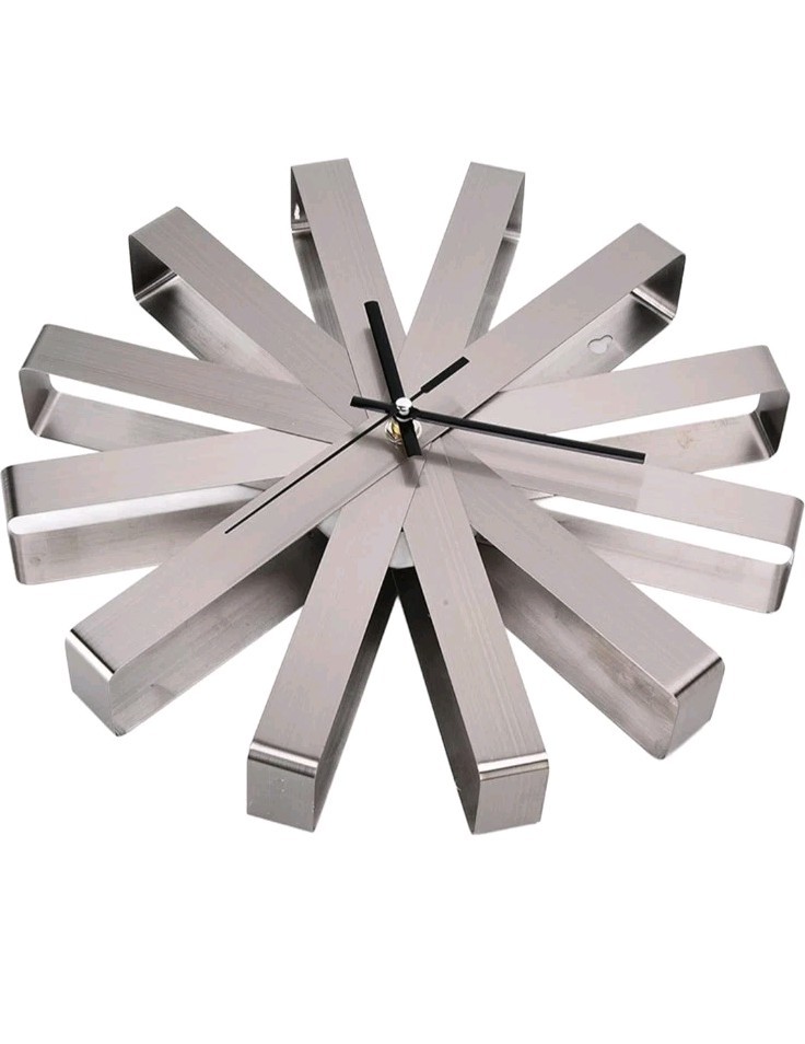 jaocdoen Stainless Steel Ribbon Wall Clock 12"