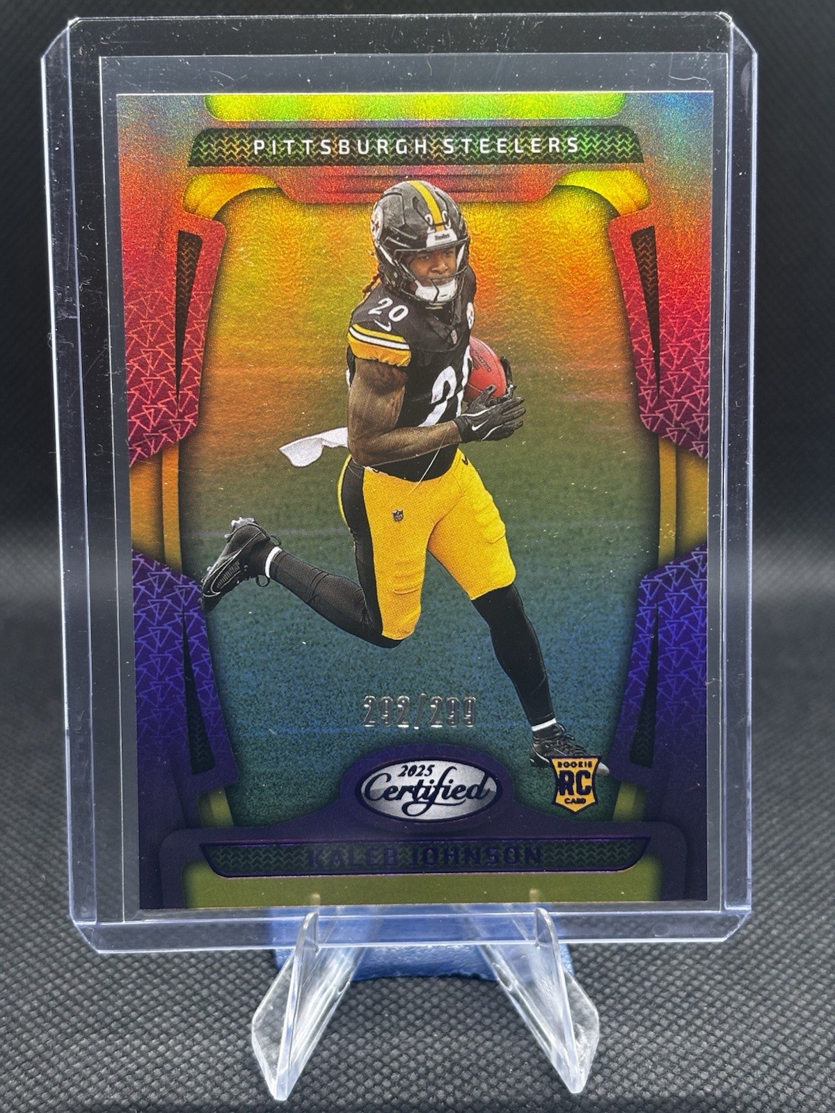 2025 Panini Certified KALEB JOHNSON 142 RC Rookie Purple Mirror /299 #142 Rookie