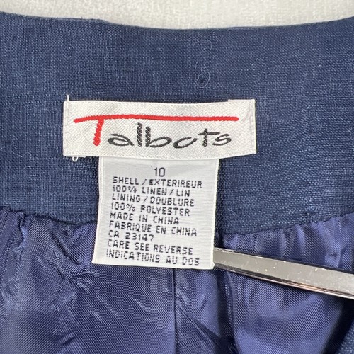 Vintage Talbots 100% Leinen Damen 10 Blazer Jacke klassisch blau Kurzarm gefüttert - Bild 5 von 11