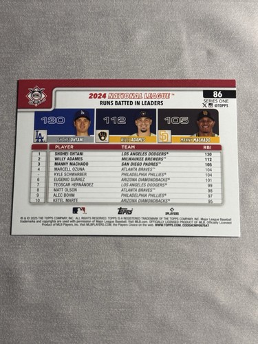 2025 Topps Series 1 Shohei Ohtani Adames Machado Rainbow Foil RBI Leaders #86π₯ - Picture 3 of 3
