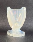 Boyd's Crystal Art Glass HEART TOOTHPICK HOLDER Opal White CARNIVAL Glows NOS — photo 3