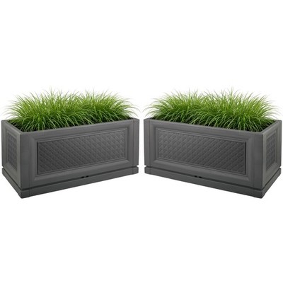 2-Pack Large Planters 15.75x31.5in Durable Long Pots for Outdoor Plants