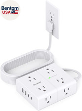 Surge Protector Power Strip, 6 Ft Flat Plug Extension Cord with 8 Outlets 4 USB