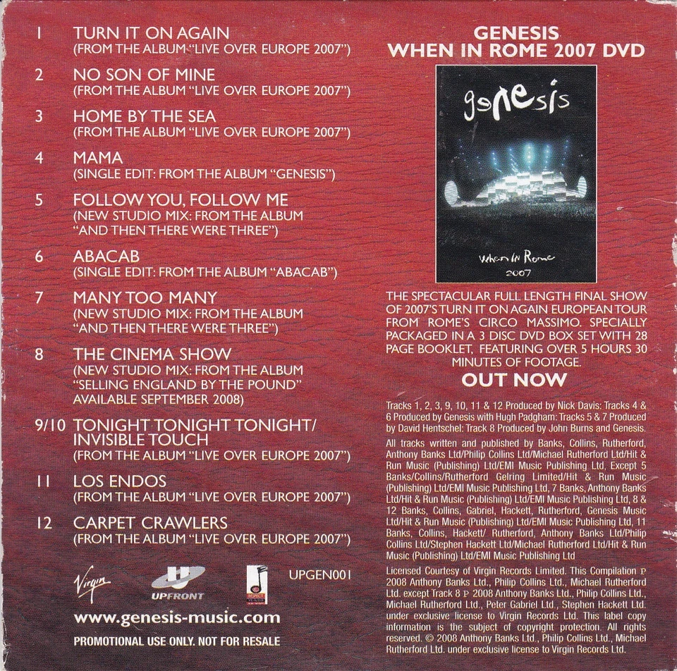 GENESIS ( THE MAIL ON SUNDAY Newspaper CD ) LIVE + STUDIO - Bild 2 von 3