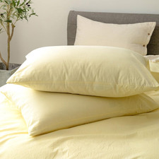 100 Washed Cotton Pillowcases Set of 2 Linen Feel Super Soft Breathable Cozy Pi