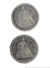 Two Seated US Liberty Dime Coins .900 Fine Silver 10c Ten Cents