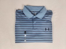Under Armour Matchplay Stripe Golf Polo Men's L Blue Loose UPF 50 1377376-422