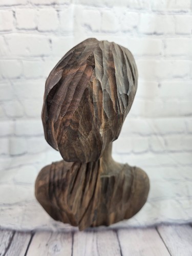 Vintage Hand Carved Ebony Bust Head Sculpture African Woman George Obeng Signed - Picture 5 of 9