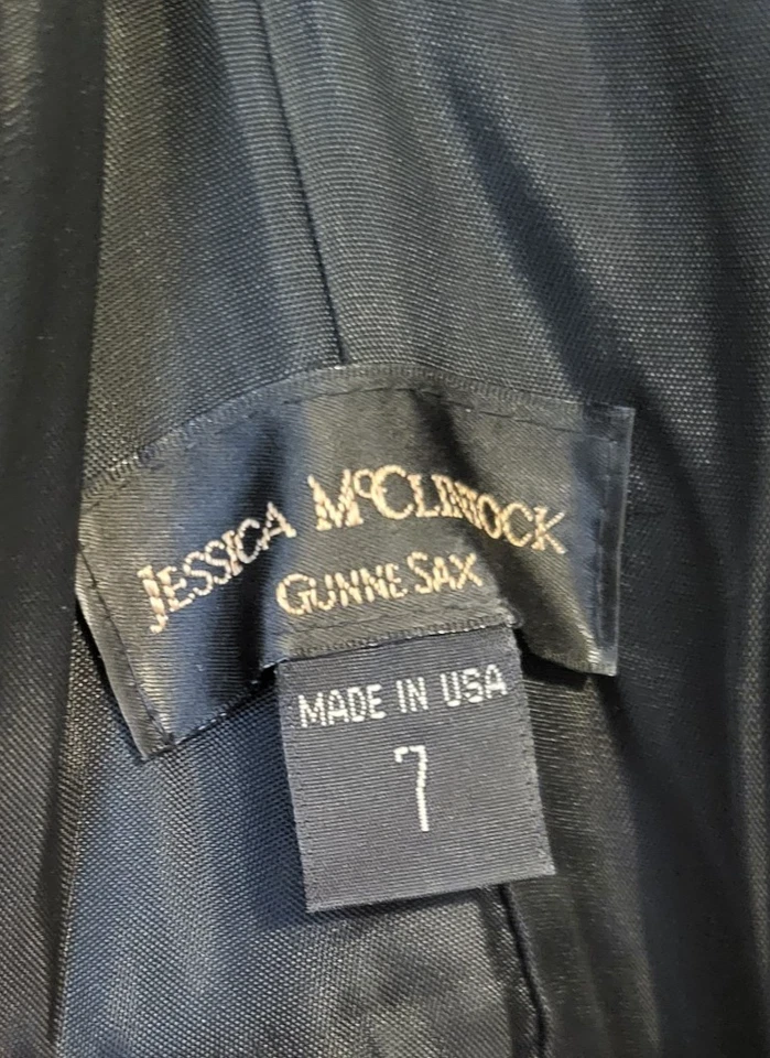 Saia floral azul corpete veludo preto vintage Gunne Sax Jessica McClintock tamanho 7 - Imagem 3 de 4