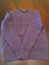 Todd Snyder Purple Wool Long Sleeve Crew Neck Cable Knit Sweater Size M