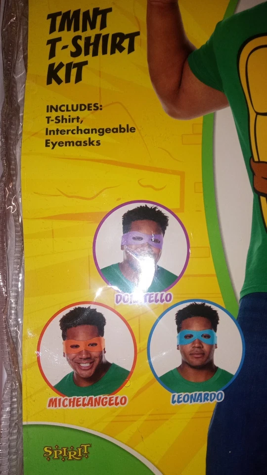 Kit Camisa Disfraz Tortugas Ninja Adolescentes Mutantes Nickelodeon Adulto XXL.Las 4 Máscaras Foto 2 de 3