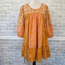 American Eagle Floral Tiered Babydoll Mini Dress Boho Cottage Western L Tall