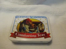 Celestial Seasonings Comforting Teas Tin , white and blue with bears design