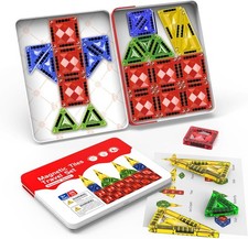 Mini Magnetic Tiles for Kids Ages 3-8, Travel Magnetic Building Blocks with Meta