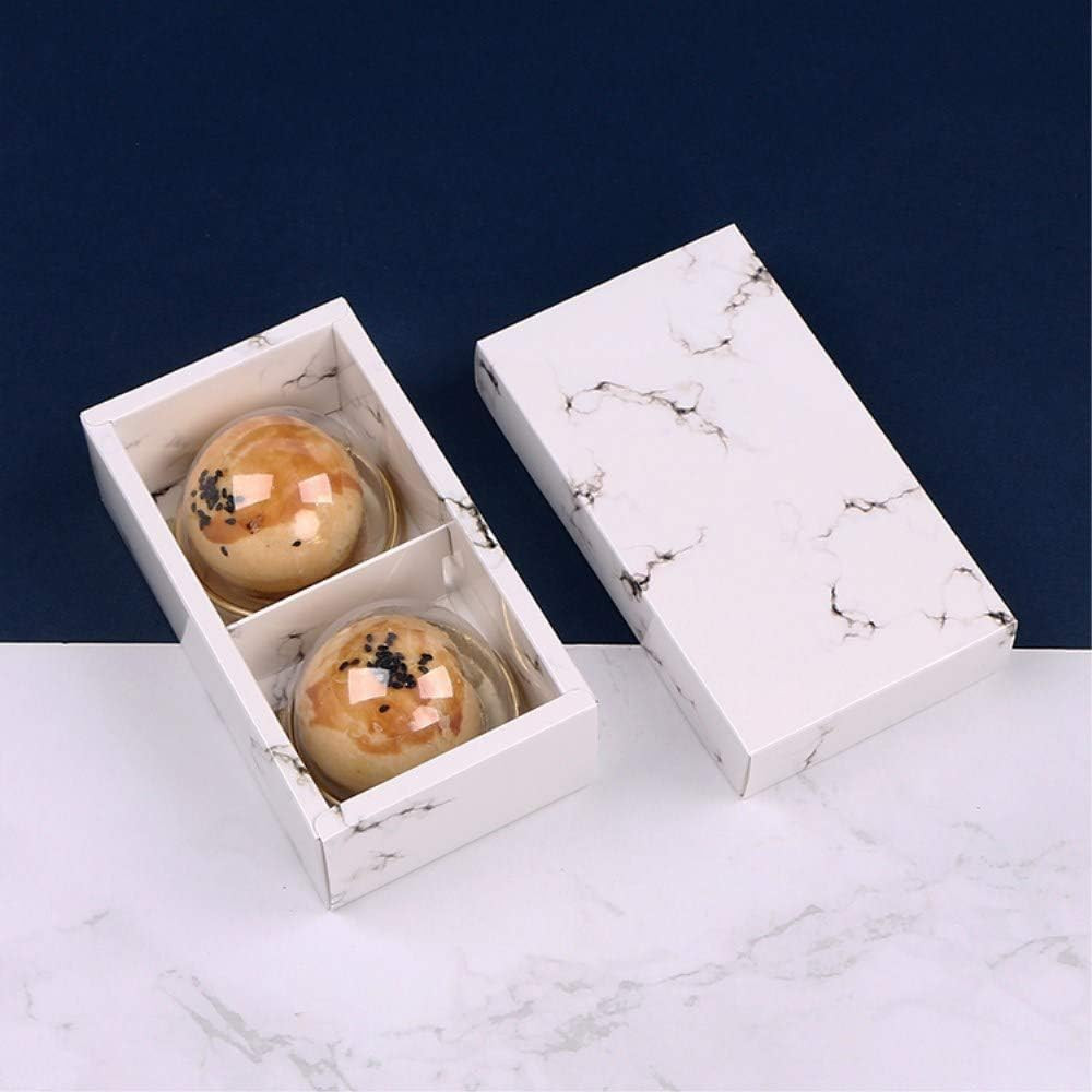 Marble Paper Cake Boxes For 2 Cavity Moon Cake Cookie Packaging, 6.3(L*x3.5(W) x