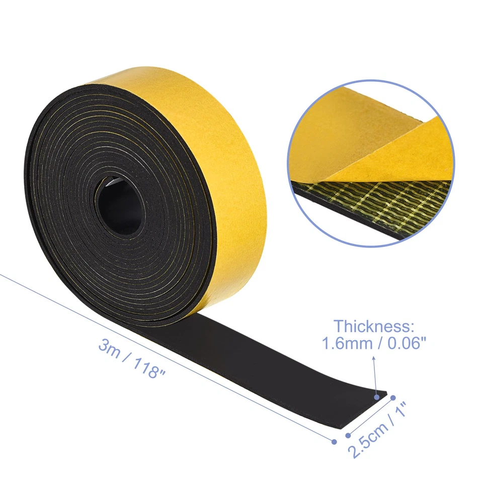 Adesivo Neoprene Gomma Strisce Foglio 1" Largox118" Lungox0,06" Spessa 1pz - Immagine 2 di 4