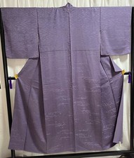 Kimono Pure Silk Shark Edo Komon Purple 152cm