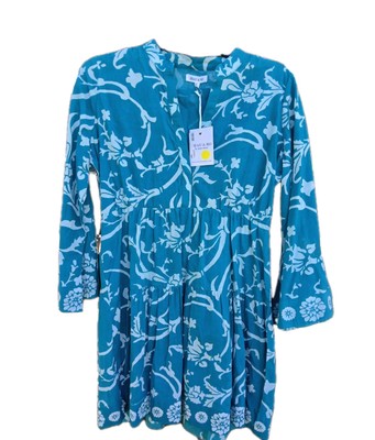 Beau And Ro Blue Floral Dress Clair Dress Swirl New W/ Tags SMALL -Original $198