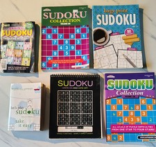 Lot of 6 Sudoku DELL Kappa Lets Play Sudoku BOOK, ON  OFF WIPE Large Print