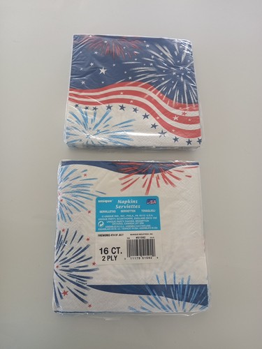96 6 1/2" FIREWORKS Flag 4th of July PAPER NAPKINS MEMORIAL DAY PATRIOTIC NEW