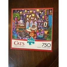 Buffalo Games Cats Evening Tea and Tales 750 Piece Jigsaw Puzzle Brigid Ashwood