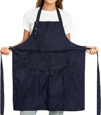 Adjustable Bib Apron Waterdrop Resistant with 2 Pockets Cooking Kitchen Aprons
