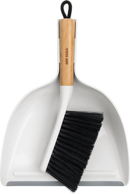 Dustpan and Brush Set, Portable Cleaning Brush and Dustpan Combo with Bamboo Han
