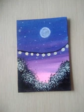 ACEO Original Acrylic Painting Landscape Miniature Art Card ATC Scenery 3