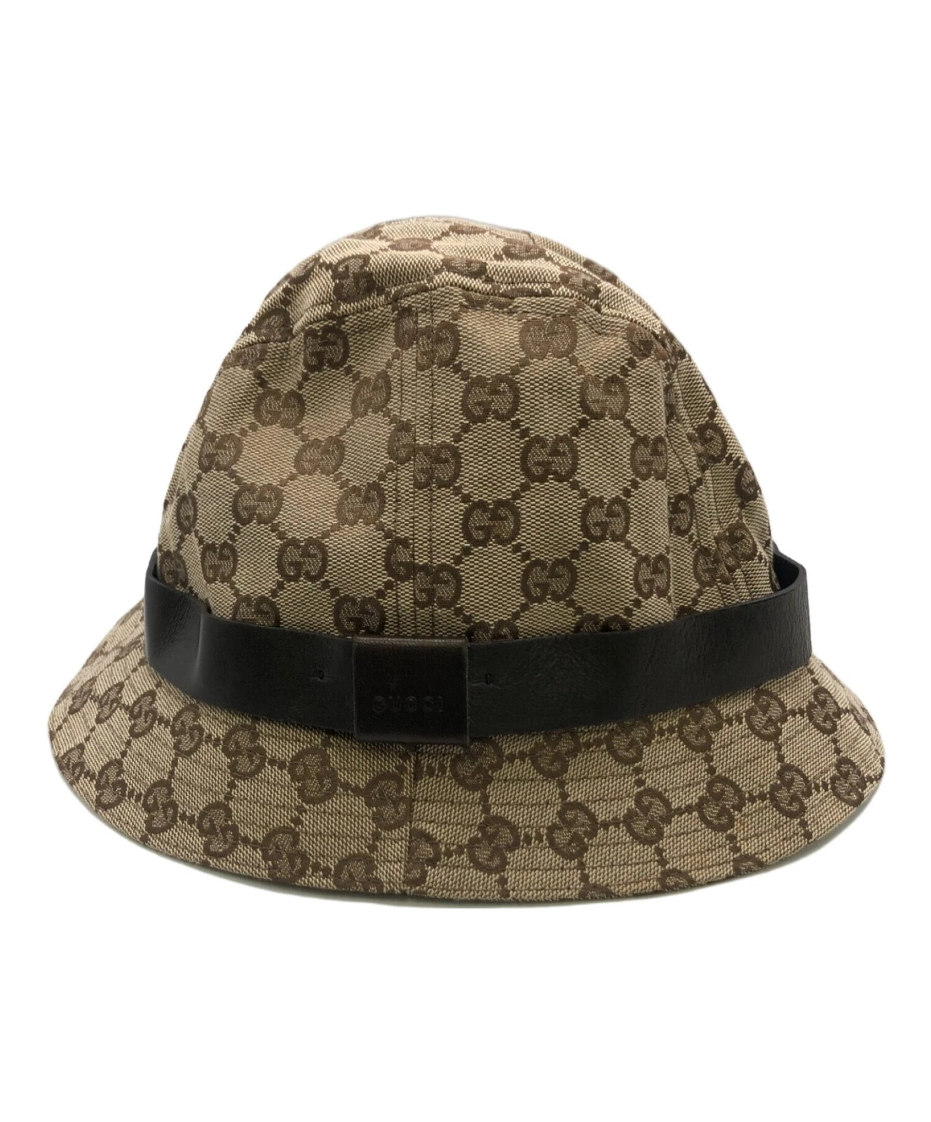 Chapeau bouquet GUCCI vintage monogramme toile bordure cuir taille L