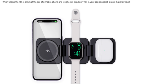 Apple 12 13 14 15 16 KUXIU X55 3-In-1 Foldable Magnetic Wireless Charger & Stand - 第 9/13 張圖片