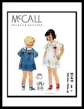 McCALL 8149 Fabric Sewing Pattern Dress Frock Panties Pin Tucks GIRL 4 1930's