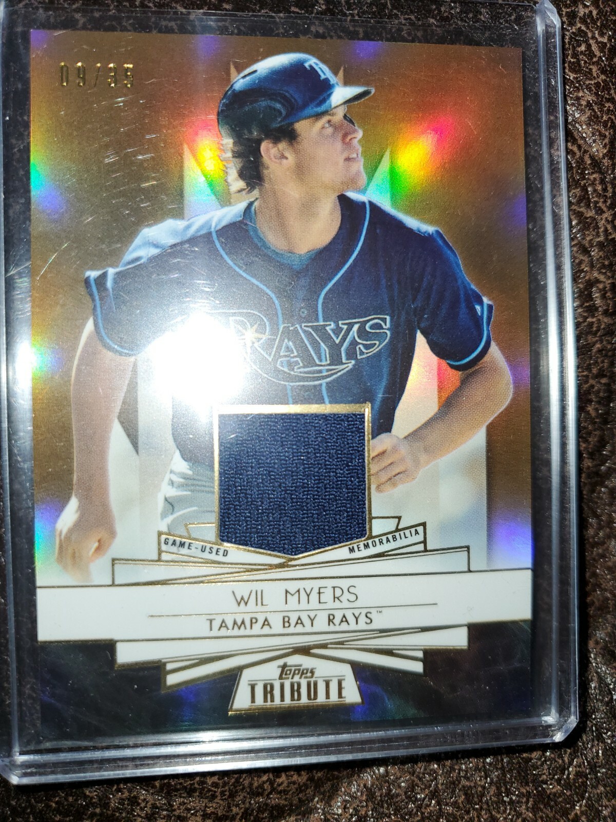 2014 TOPPS TRIBUTE SEPIA WIL MEYRS GAME USED JERSEY RELIC CARD #/35 RAYS PADRES