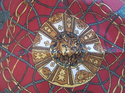 HERMES PARIS SILK SCARF LION MEDALLIONS, ROPES, TASSELS HERMES PARIS SILK SCARF LION MEDALLIONS, ROPES, TASSELS