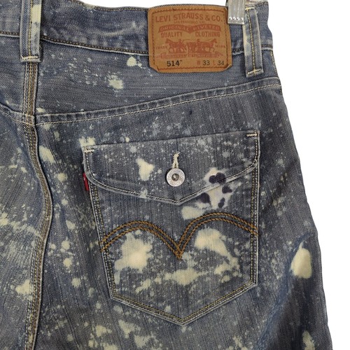 Levi's Men's bleach splashed cut off raw hem Denim 514 Shorts size 33 - Picture 5 of 14