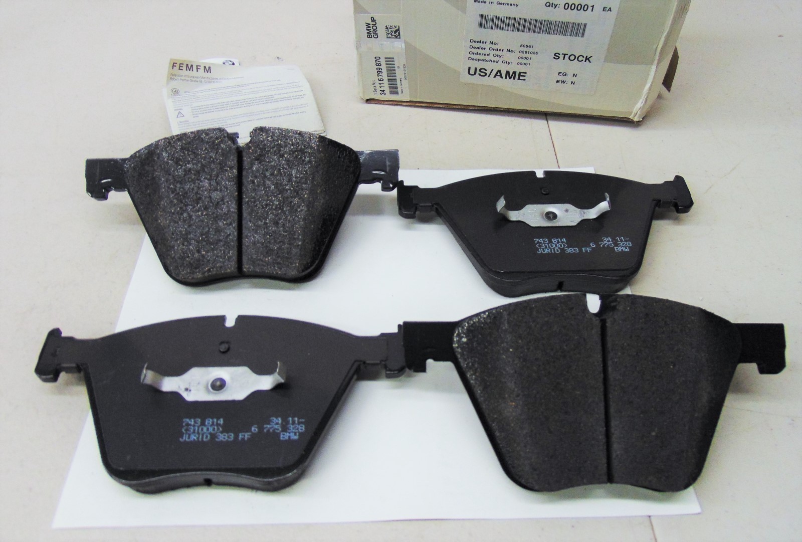 ROLLS-ROYCE GHOST GENUINE FRONT BRAKE PAD SET KIT OEM # 34-11-6-799-870