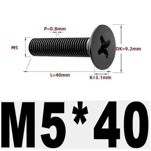 Black 304 Stainless Steel Cross Countersunk Head Screws Flat Head Long Screws - Picture 130 of 202