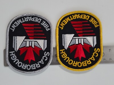 Scarborough Fire Department Shoulder Patch 2 Lot Gold/Silver Variants