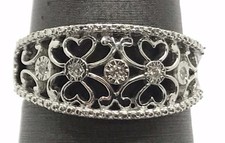 Sterling Silver 925 Cubic Zirconia - CZ Floral Swirls Elegant Cocktail Ring Sz 7